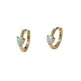 Mini White Opal Prong Huggies