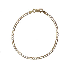 Two Tone 2mm Figaro Chain 7” Bracelet