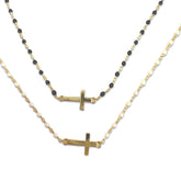 Sterling Silver Cross Color Beaded Enamel Chain Bracelet