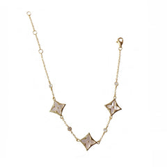 Pointed Flora Mother of Pearl Bezel Station Bracelet