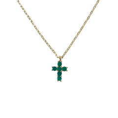 Sterling Silver Color Gemstone Cross Necklace