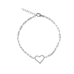 Sparkle Heart Paperclip Chain Bracelet