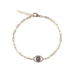Evil Eye Paperclip Chain Bracelet