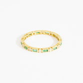 Caitlin Emerald Baguette Bezel Pattern Diamond Eternity Ring