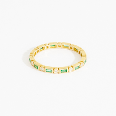 Caitlin Emerald Baguette Bezel Pattern Diamond Eternity Ring