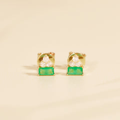 Camelia Emerald Cluster Stud Earrings