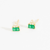 Camelia Emerald Cluster Stud Earrings