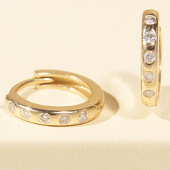 Carly Diamond Studded Huggie Hoops