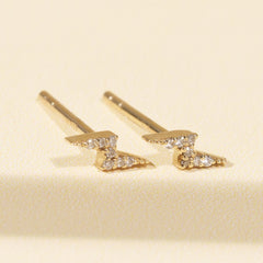 Claire Pave Lightning Bolt Stud Earrings