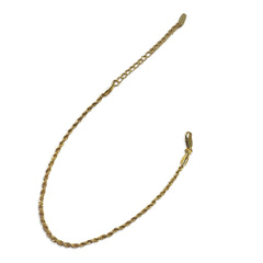 18K Gold Filled 2mm 8” Rope Chain Anklet