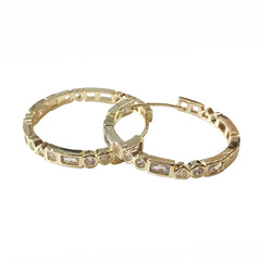 Gold Filled Geometric Heart Bezel Hoops