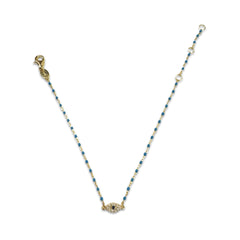 Sterling Silver Evil Eye Color Beaded Enamel Chain Bracelet