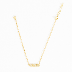 Eva Custom Name Diamond Pave Paperclip Link Bracelet