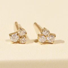 Eve Triple Diamond Cluster Stud Earrings