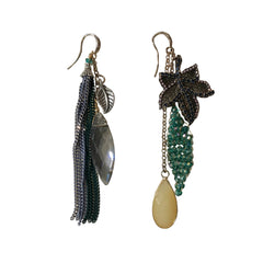 Noellery Unbalanced Crystal Autumn Leaves Statement Earrings