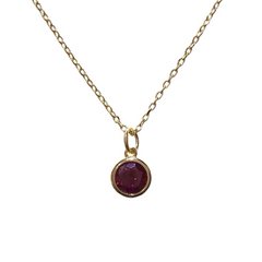 Round Bezel Charm 7mm Birthstone Necklace