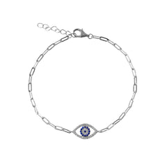 Evil Eye Paperclip Chain Bracelet