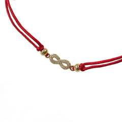 Tiny Infinity Pave Red Thread Bracelet