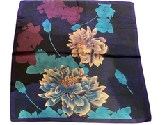 Midnight Peony Flower Silk Scarf