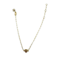 Sterling Silver Detailed Heart Color Beaded Enamel Chain Bracelet