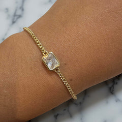 Cuban Chain East West Bezel Bracelet