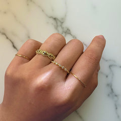 5 Stones Beaded Band Ring