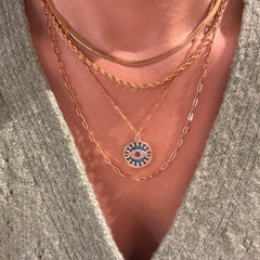 18K Gold Filled Sparkle Gemstone Evil Eye Necklace