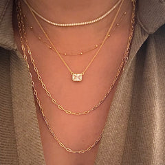 Amy Classic Rectangle Bezel Necklace