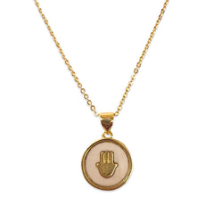 18K Gold Filled Hamsa Disc Necklace
