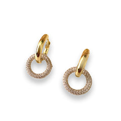 Coco Double Pave Circle Ring Hoop Huggies