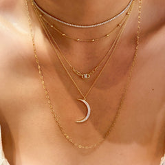 Crescent Double CZ Moon Necklace