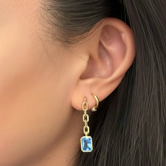 Rectangle Bezel Chain Drop Studs