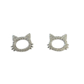 Sterling Silver Cat Stud Earrings
