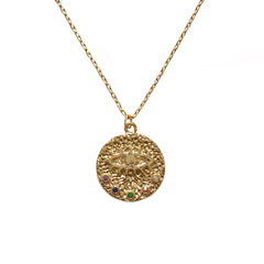 Kerry Evil Eye Rainbow Disc Necklace