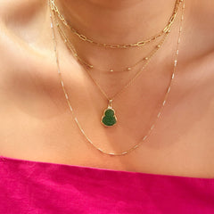 Buddha Gemstone Double CZ 16” Necklace