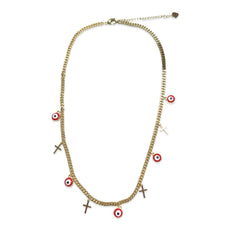 18K Gold Filled Evil Eye Cross Charm Necklace