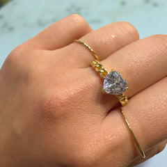 Amy Heart Cuban Chain Ring