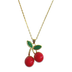 Long Cherry Pendant Necklace