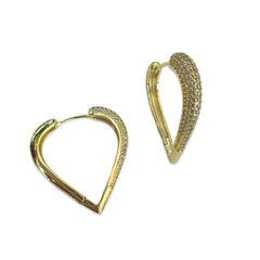 18K Gold Filled Heart Pave Hoops