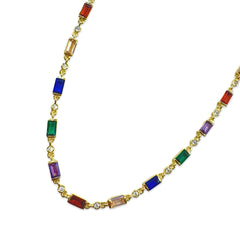 Rainbow Rectangle Bezel Station Bracelet