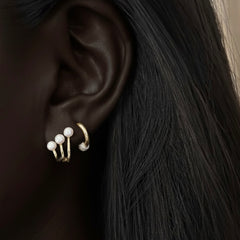 Pearl Huggie Hook Studs