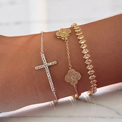Large Sideways Cross Sparkle Bracelet