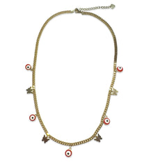 18K Gold Filled Evil Eye Butterfly Charm Necklace