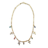 18K Gold Filled Evil Eye Cross Charm Figaro Necklace