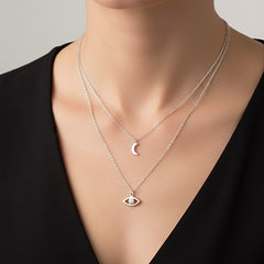 Evil Eye Moon Layered Necklace