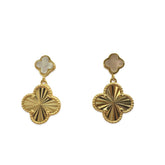 Sterling Silver Flora Ridged Mother of Pearl Drop Stud Earrings