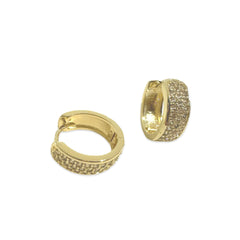Gold Filled Triple Pave Row (L) Huggies
