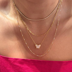 Butterfly Mother of Pearl Bezel Necklace
