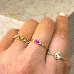 Noelly Teardrop Baguette Ring