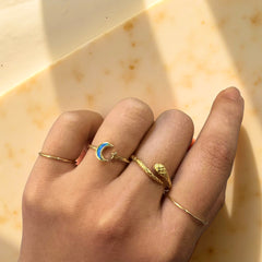 Opaline Moon & Star Blue Opal Ring